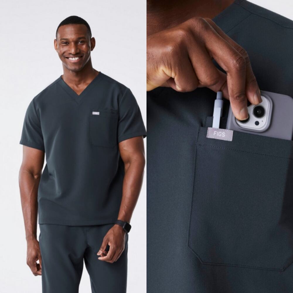 Figs Men’s Scrub Top Leon Three-Pocket Scrub Top Small Nurse Hospital Doctor